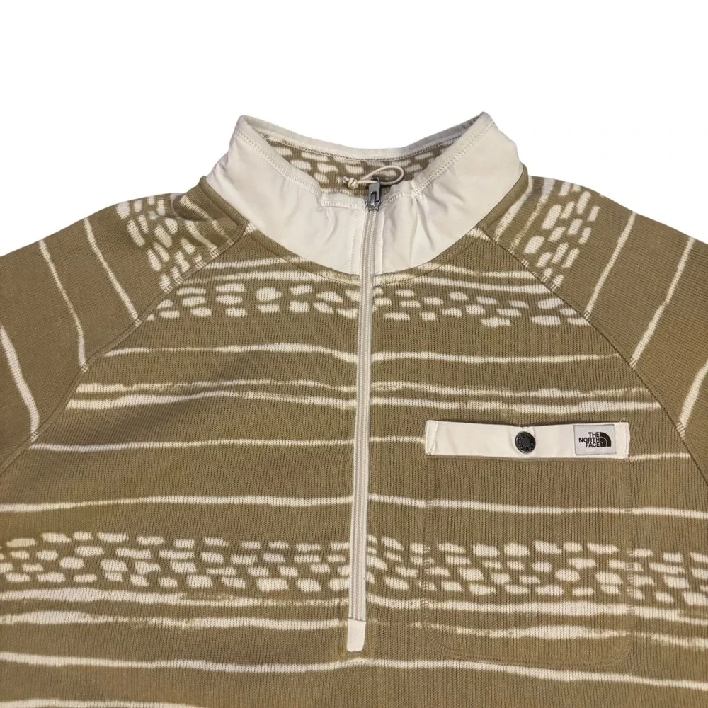 The North‎ Face Gordon Lyons Mens XL 1/4 Zip Fleece Pullover Tan White Striped